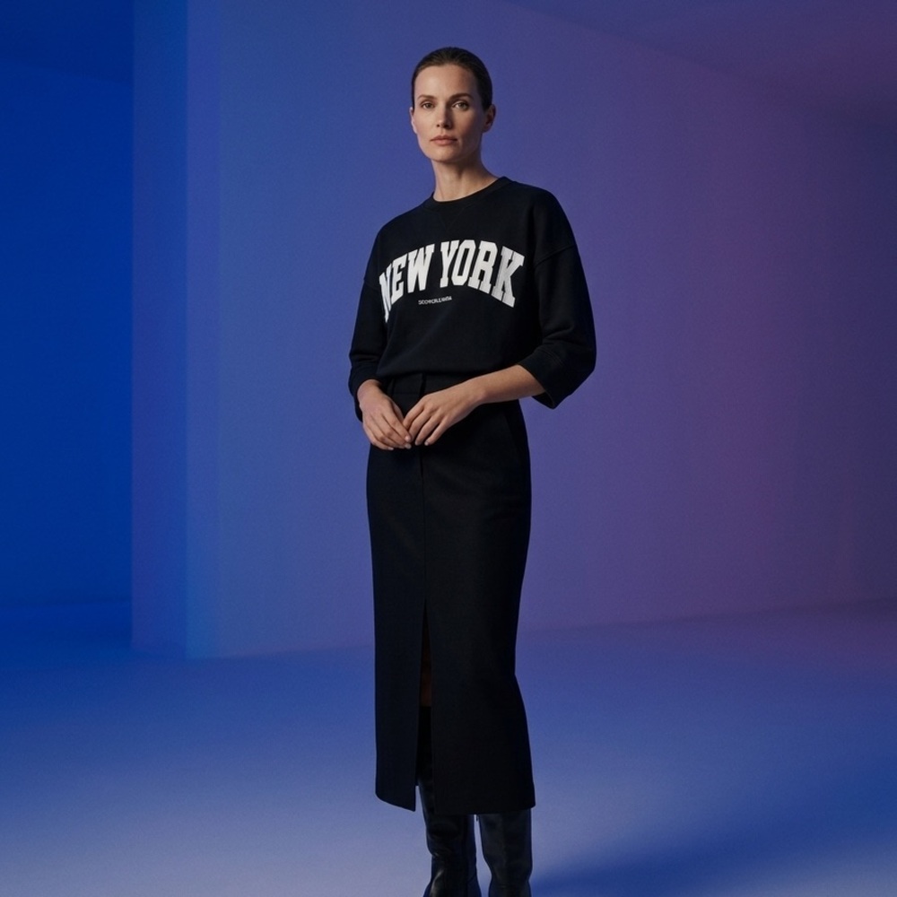 Scotch and Soda Black 'New York' Logo Sweatshirt Size XL